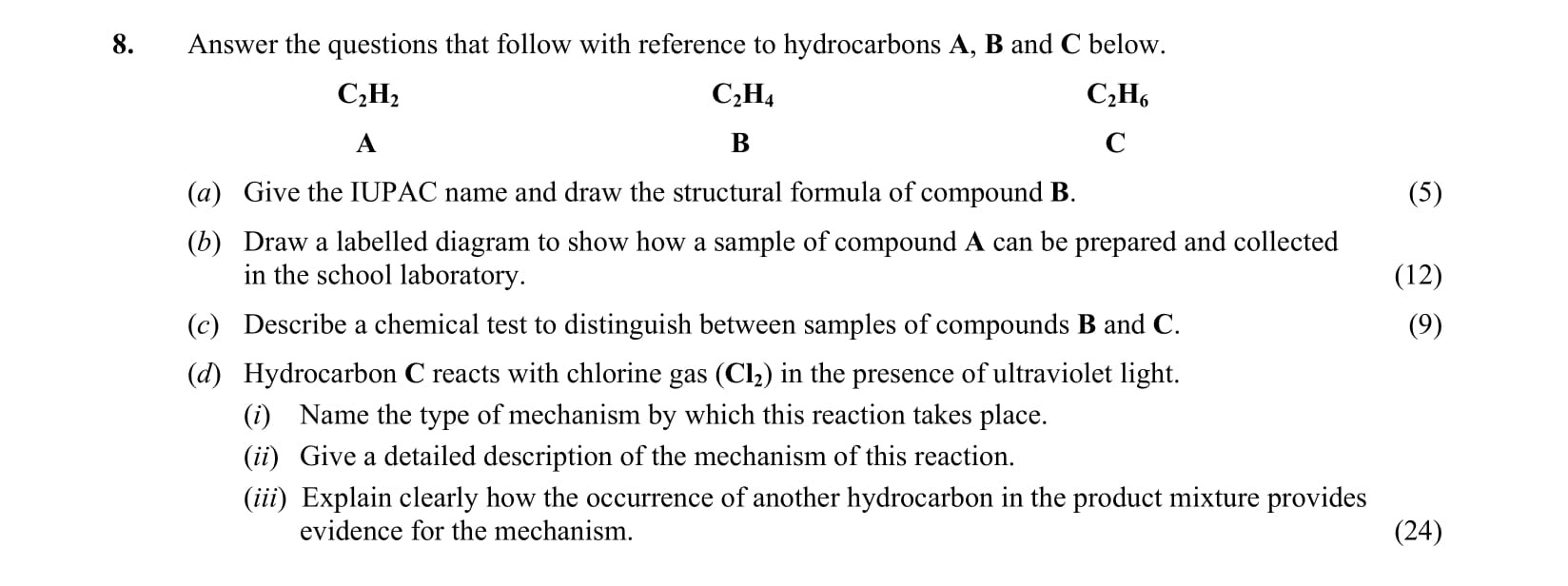 Answer-the-questions-that-follow-with-reference-to-hydrocarbons-A,-B-and-C-below-Leaving Cert Chemistry-Question 8-2014.png