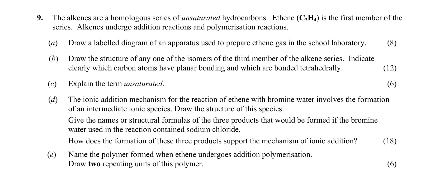 The-alkenes-are-a-homologous-series-of-unsaturated-hydrocarbons-Leaving Cert Chemistry-Question 9-2008.png