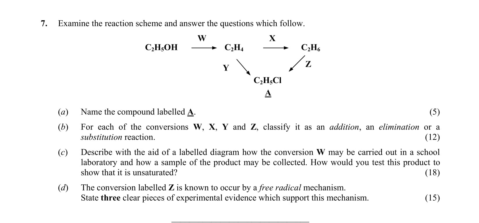Examine-the-reaction-scheme-and-answer-the-questions-which-follow-Leaving Cert Chemistry-Question 7-2005.png