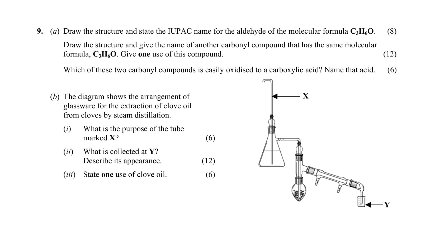 9.-(a)-Draw-the-structure-and-state-the-IUPAC-name-for-the-aldehyde-of-the-molecular-formula-C₃H₆O-Leaving Cert Chemistry-Question 9-2003.png