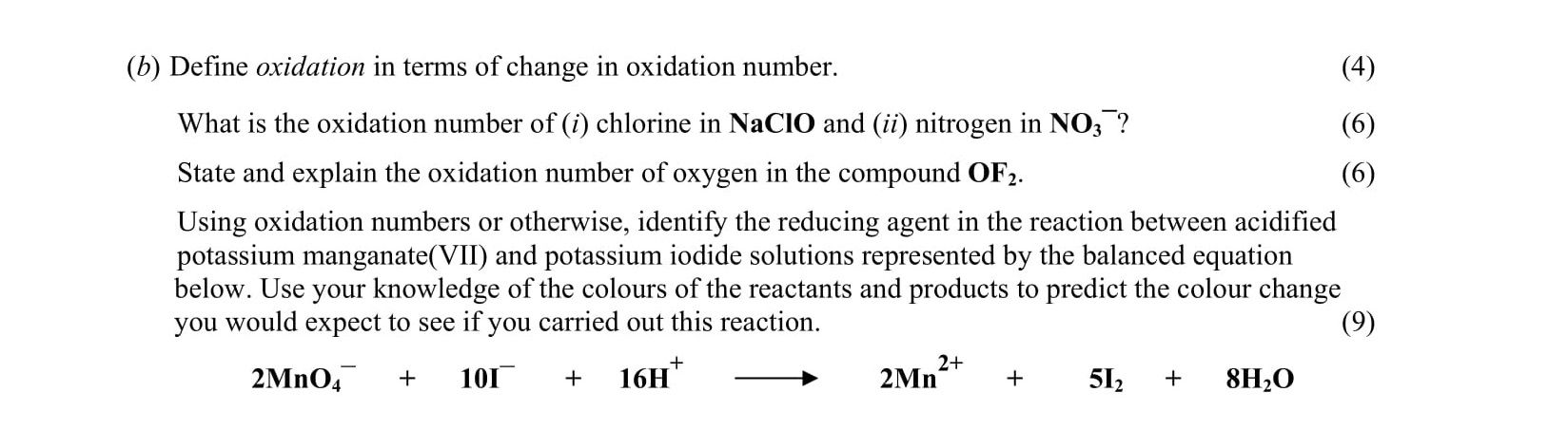 Define-oxidation-in-terms-of-change-in-oxidation-number-Leaving Cert Chemistry-Question b-2006.png
