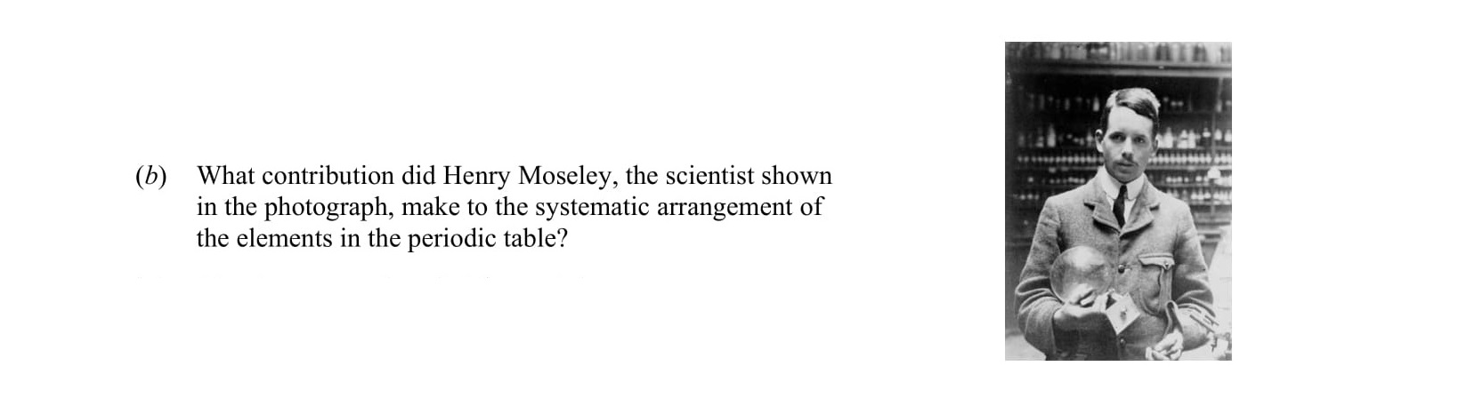 What-contribution-did-Henry-Moseley,-the-scientist-shown-in-the-photograph,-make-to-the-systematic-arrangement-of-the-elements-in-the-periodic-table?-Leaving Cert Chemistry-Question 6(b)-2008.png