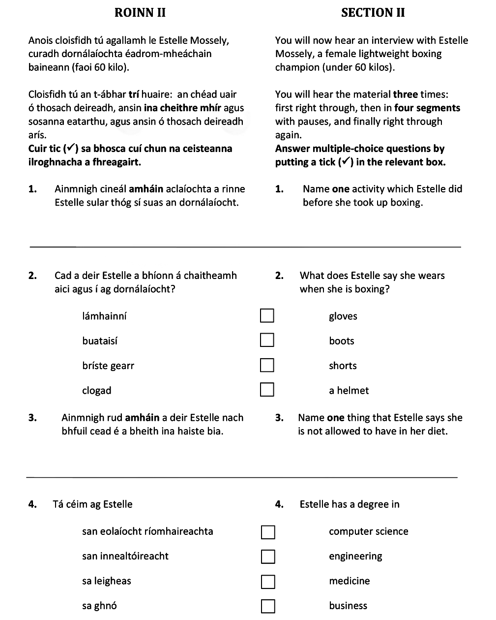 Cad-a-deir-Estelle-a-bhíonn-á-chaitheamh-aici-agus-i-gcur-síos-ar-dornálaíocht?----lámhainní---buataisí---briste-gearr---clógad-Leaving Cert French-Question 2-2019.png