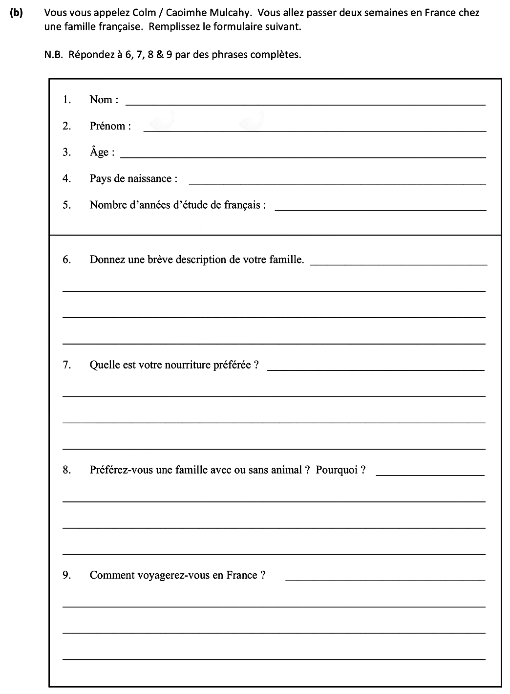 Vous-vous-appelez-Colm-/-Caoimhe-Mulcahy-Leaving Cert French-Question b-2017.png