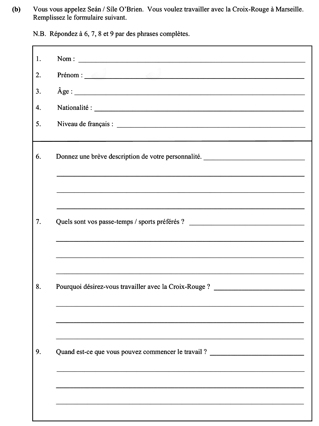 Vous-vous-appelez-Séan-/-Sile-O'Brien-Leaving Cert French-Question 6-2009.png