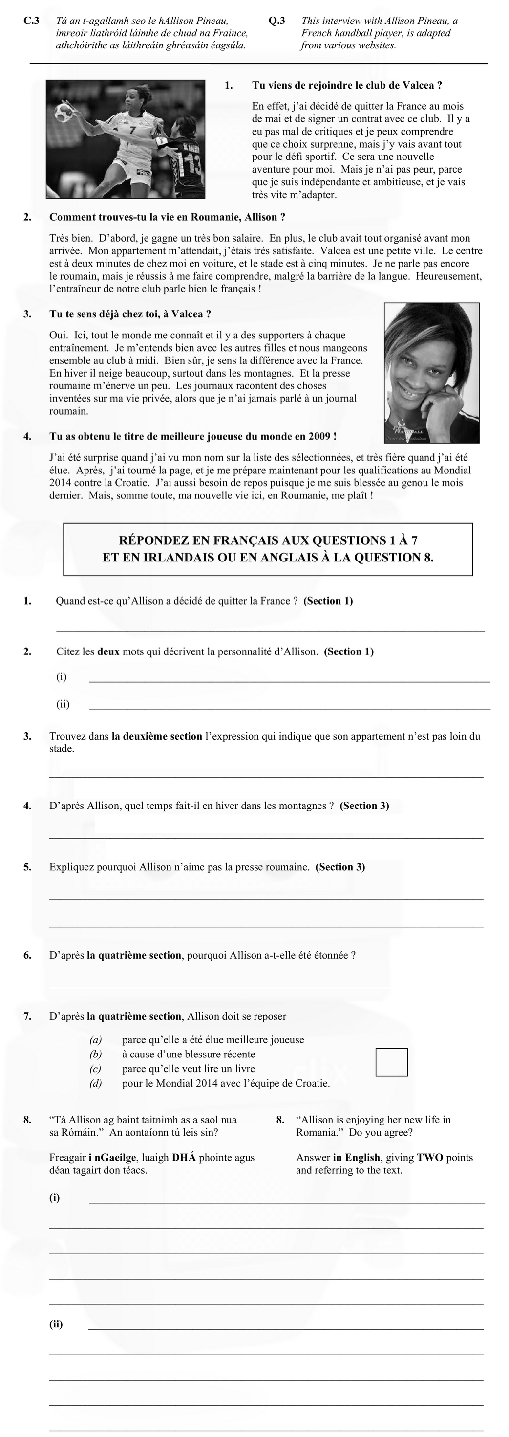 1.-Tu-viens-de-rejoindre-le-club-de-Valece-?--En-effet,-j'ai-décidé-de-quitter-la-France-au-mois-de-mai-et-de-jouer-en-contrat-avec-ce-club-Leaving Cert French-Question C.3-2014.png