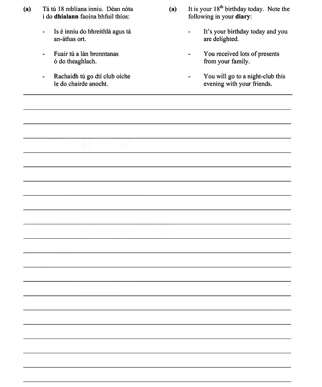 Tá-tú-18-mbliana-inniu-Leaving Cert French-Question (a)-2012.png