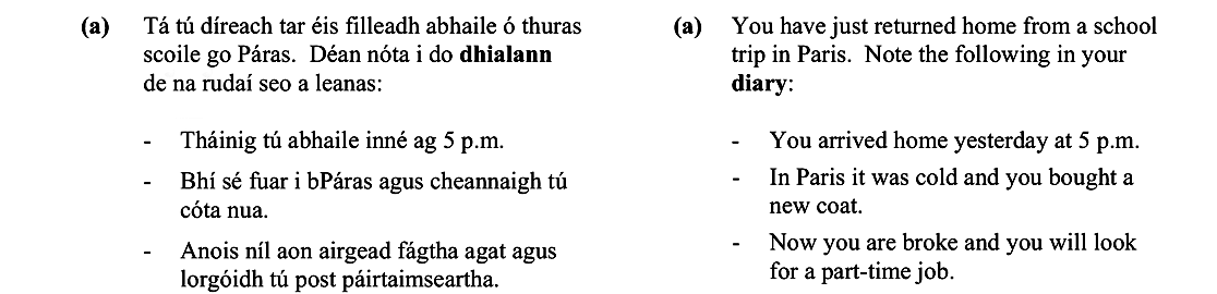 Tú-tú-direach-tar-éis-filleadh-abhaile-ó-thuras-scoile-go-Páras-Leaving Cert French-Question (a)-2006.png