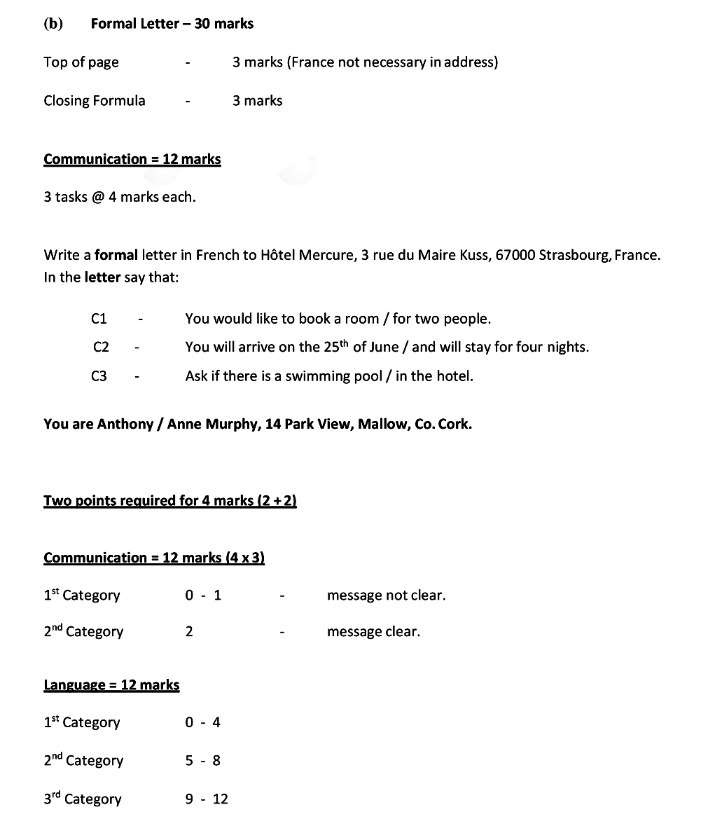 Write-a-formal-letter-in-French-to-Hôtel-Mercure,-3-rue-du-Maire-Kuss,-67000-Strasbourg,-France-Leaving Cert French-Question b-2018.png