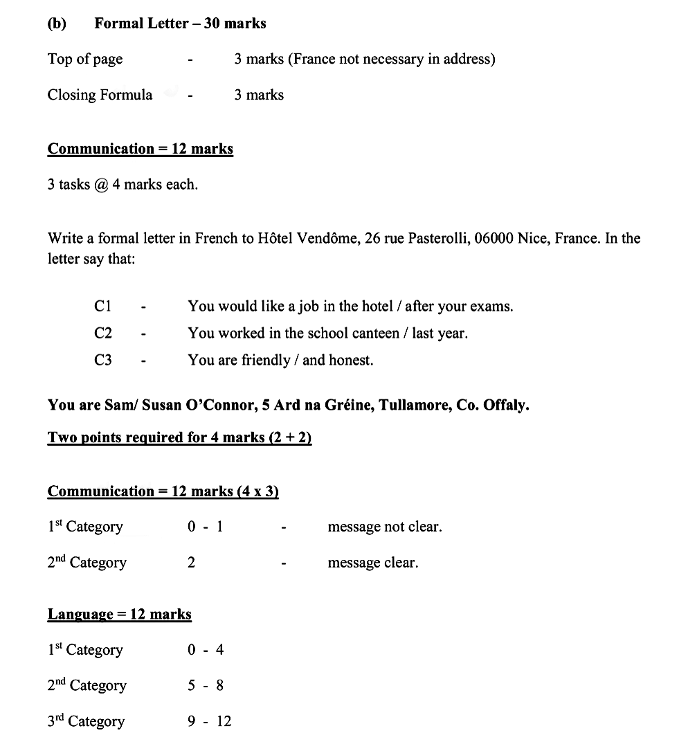 Write-a-formal-letter-in-French-to-Hôtel-Vendôme,-26-rue-Pasterolli,-06000-Nice,-France-Leaving Cert French-Question b-2017.png
