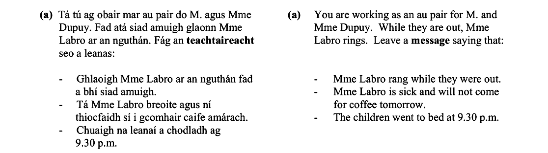 Tú-ag-obair-mar-au-pair-do-M-Leaving Cert French-Question (a)-2005.png
