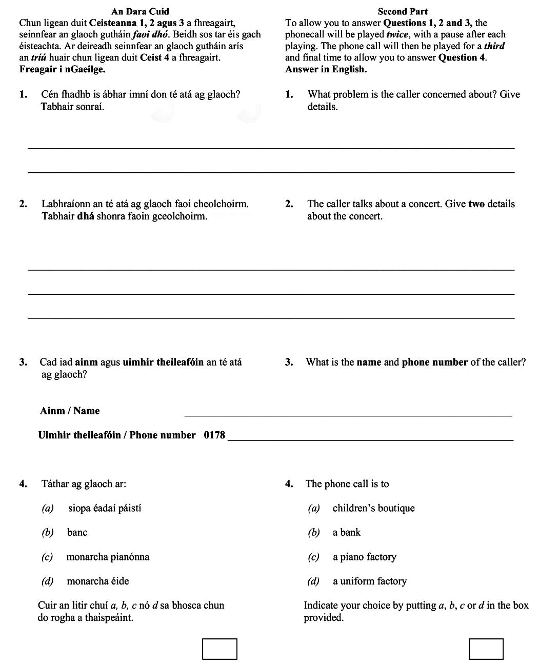 Labhairt-ar-an-té-atá-ag-glaoch-faoi-cheolchoirm-Leaving Cert German-Question 2-2008.png