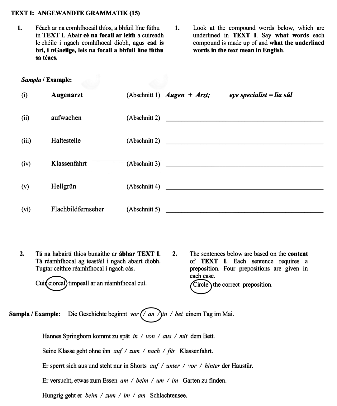 1.-Look-at-the-compound-words-below,-which-are-underlined-in-TEXT-I-Leaving Cert German-Question 1-2009.png