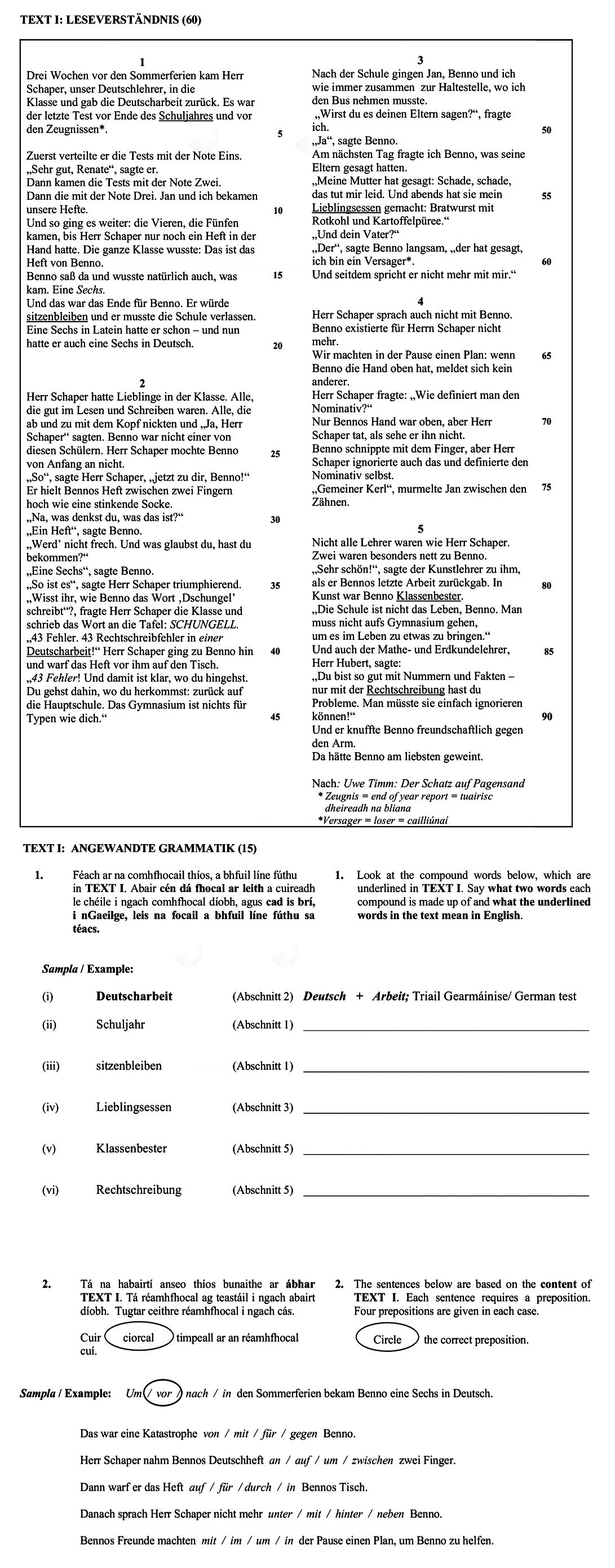 1.-Fünf-Wochen-vor-den-Sommerferien-kam-Herr-Schaper,-unser-Deutschlehrer,-in-die-Klasse-und-gab-die-Deutscharbeit-zurück-Leaving Cert German-Question 1-2007.png