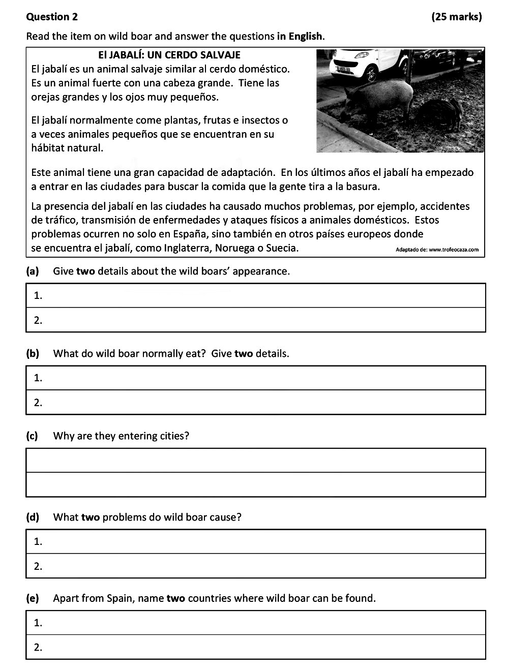 Read-the-item-on-wild-boar-and-answer-the-questions-in-English-Leaving Cert Spanish-Question 2-2021.png