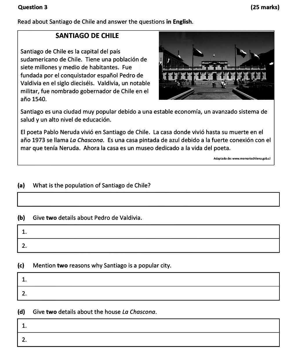Santiago-de-Chile-is-the-capital-of-the-South-American-country-of-Chile-Leaving Cert Spanish-Question 3-2021.png