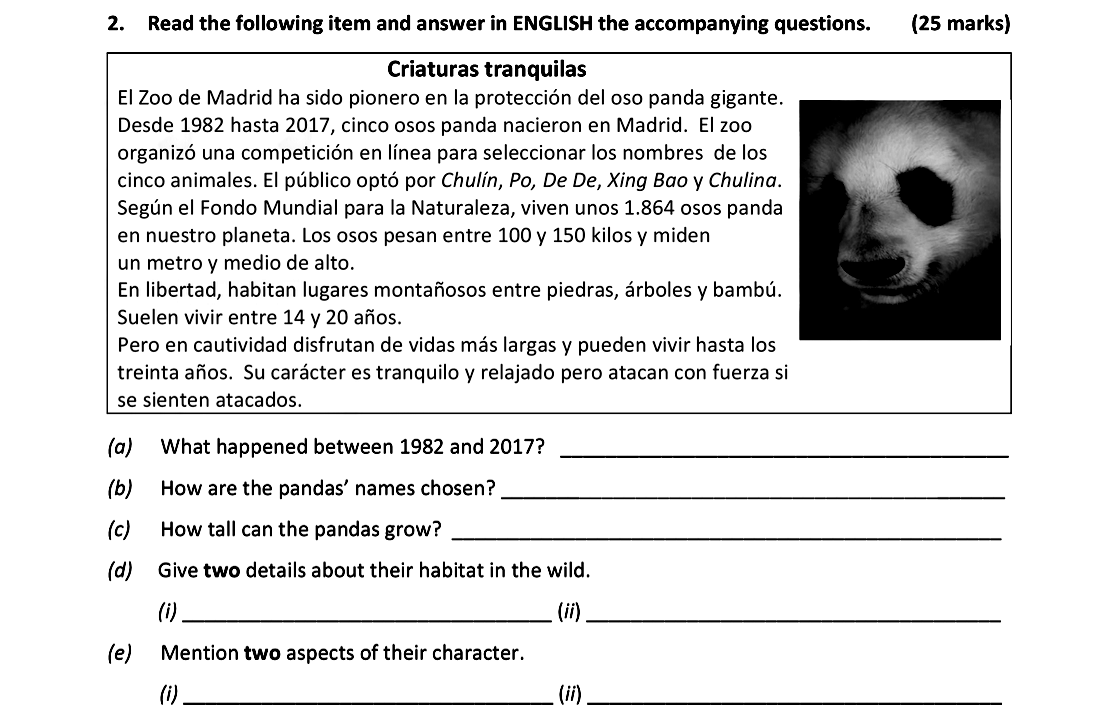 Read-the-following-item-and-answer-in-ENGLISH-the-accompanying-questions-Leaving Cert Spanish-Question 2-2019.png