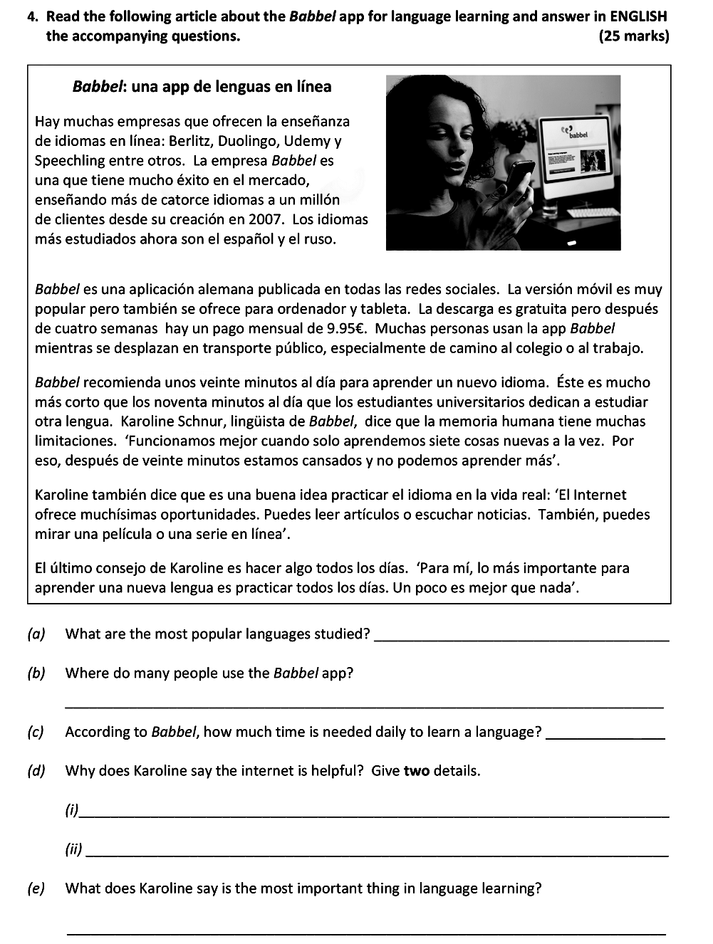 Read-the-following-article-about-the-Babbel-app-for-language-learning-and-answer-in-ENGLISH-the-accompanying-questions-Leaving Cert Spanish-Question 4-2019.png