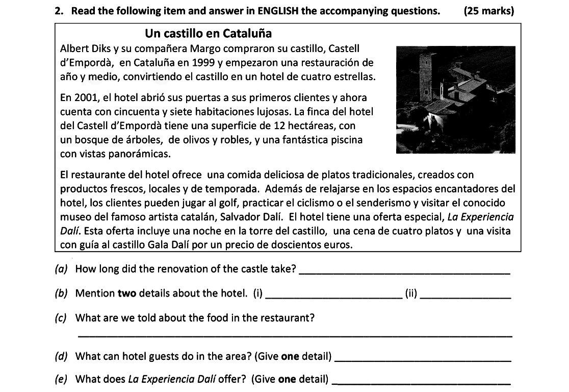 Read-the-following-item-and-answer-in-ENGLISH-the-accompanying-questions-Leaving Cert Spanish-Question 2-2018.png