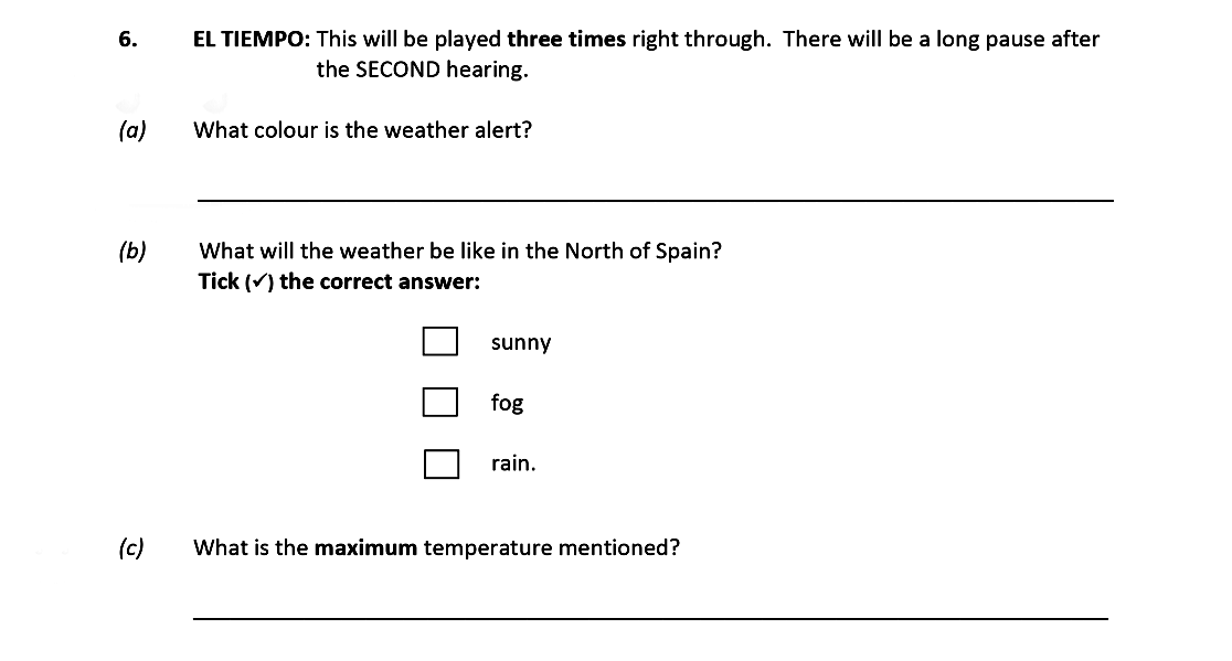 EL-TIEMPO:-This-will-be-played-three-times-right-through-Leaving Cert Spanish-Question 6-2020.png
