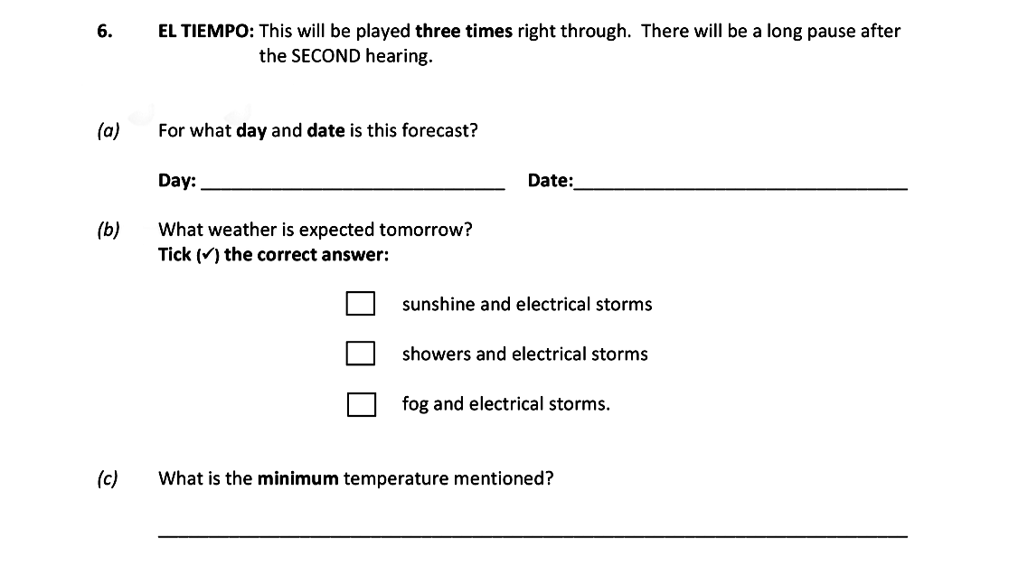 EL-TIEMPO:-This-will-be-played-three-times-right-through-Leaving Cert Spanish-Question 6-2019.png