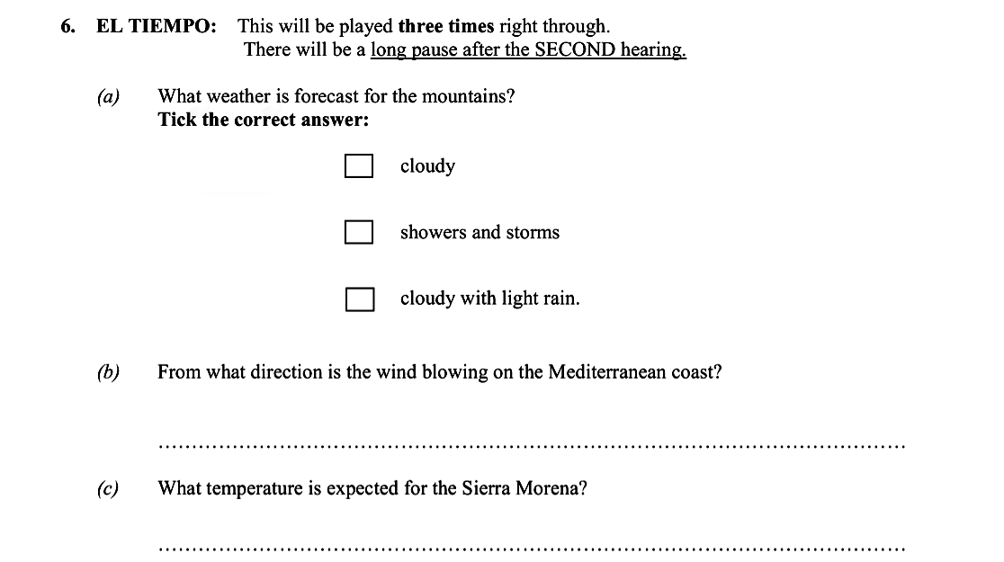 EL-TIEMPO:-This-will-be-played-three-times-right-through-Leaving Cert Spanish-Question 6-2013.png