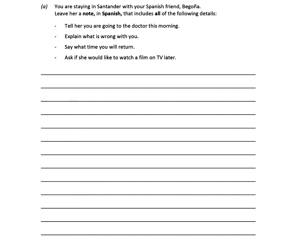 You-are-staying-in-Santander-with-your-Spanish-friend,-Begoña-Leaving Cert Spanish-Question 2(a)-2020.png