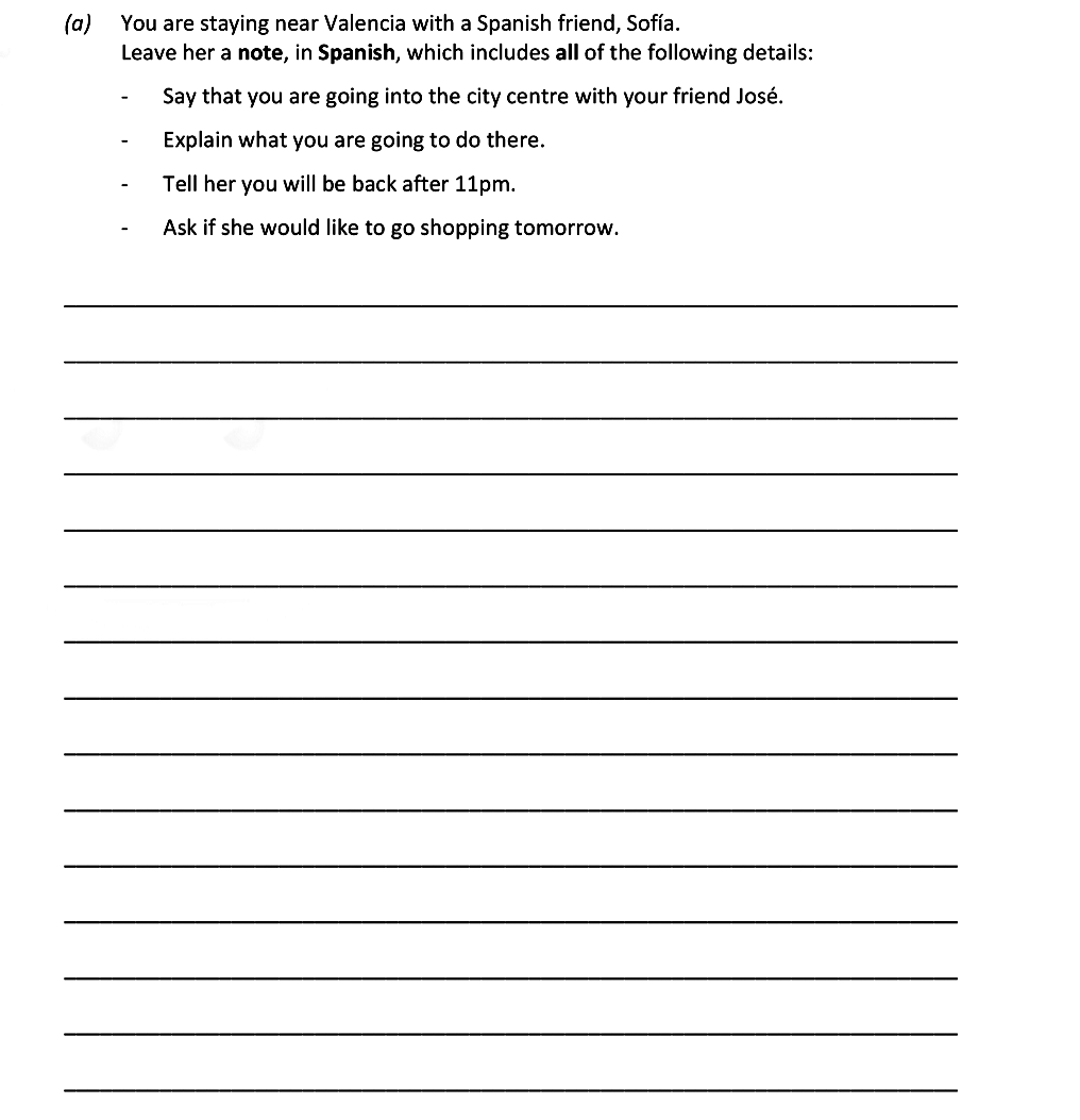 You-are-staying-near-Valencia-with-a-Spanish-friend,-Sofia-Leaving Cert Spanish-Question 2(a)-2019.png