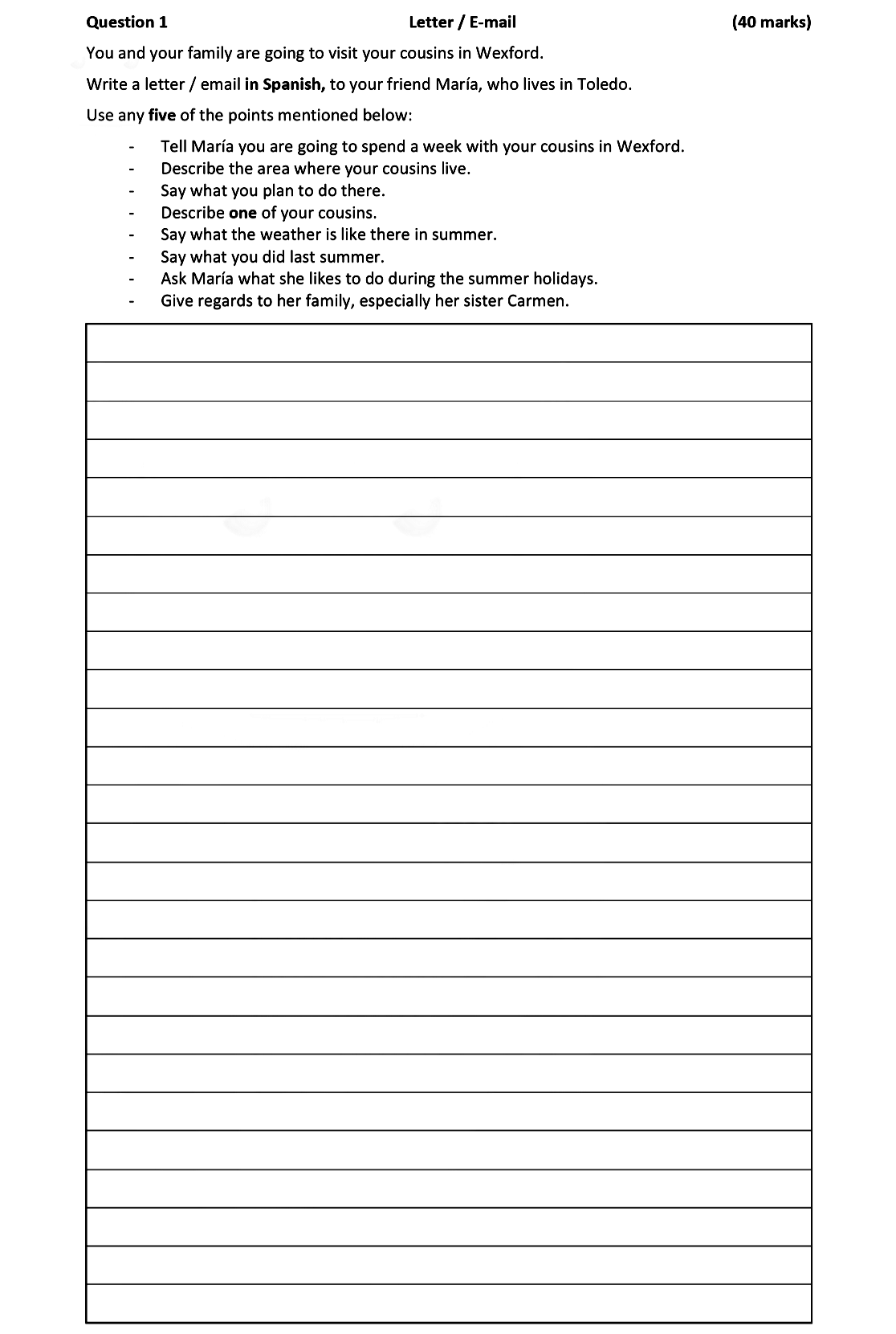 You-and-your-family-are-going-to-visit-your-cousins-in-Wexford-Leaving Cert Spanish-Question 1-2021.png