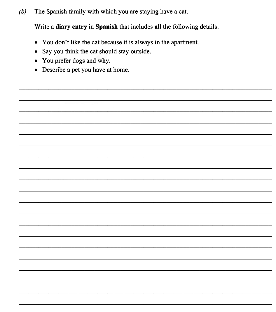 The-Spanish-family-with-which-you-are-staying-have-a-cat-Leaving Cert Spanish-Question 2(b)-2014.png