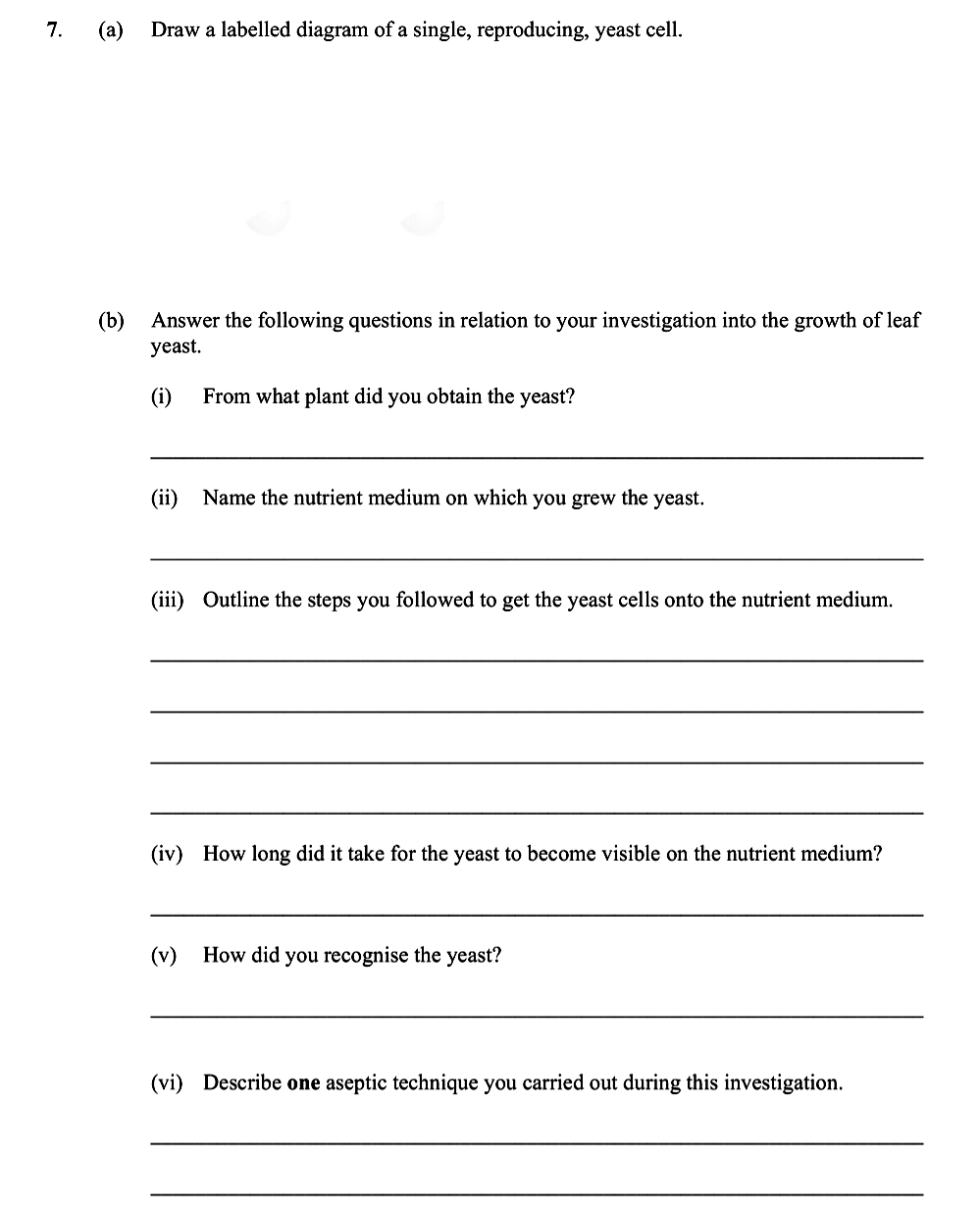 Draw-a-labelled-diagram-of-a-single,-reproducing,-yeast-cell-Leaving Cert Biology-Question 7-2011.png