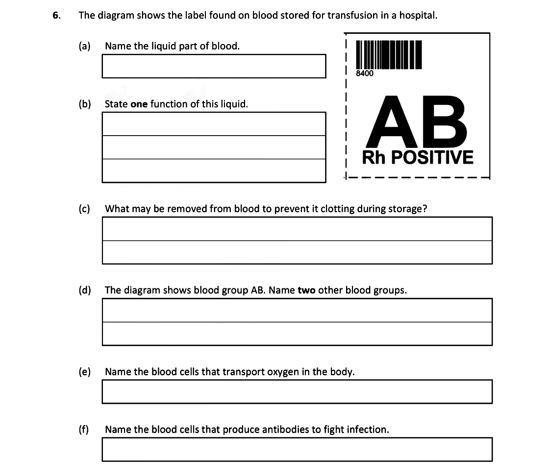 The-diagram-shows-the-label-found-on-blood-stored-for-transfusion-in-a-hospital-Leaving Cert Biology-Question 6-2020.png