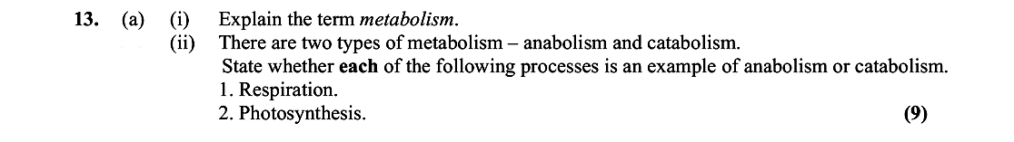 13.-(i)-Explain-the-term-metabolism-Leaving Cert Biology-Question 13-2016.png