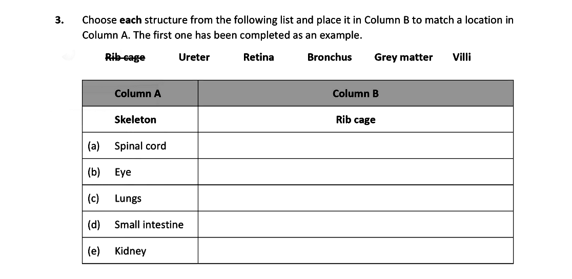 Choose-each-structure-from-the-following-list-and-place-it-in-Column-B-to-match-a-location-in-Column-A-Leaving Cert Biology-Question 3-2021.png