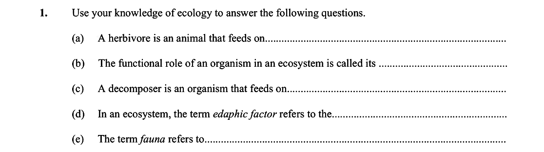 Use-your-knowledge-of-ecology-to-answer-the-following-questions-Leaving Cert Biology-Question 1-2016.png