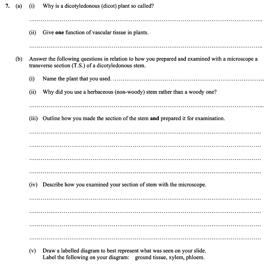 (a)-(i)-Why-is-a-dicotyledonous-(dicot)-plant-so-called?--(ii)-Give-one-function-of-vascular-tissue-in-plants-Leaving Cert Biology-Question 7-2014.png