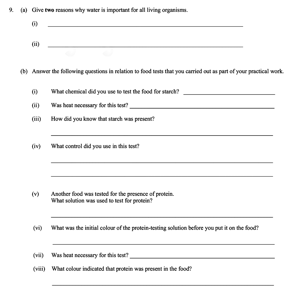 9.-(a)-Give-two-reasons-why-water-is-important-for-all-living-organisms-Leaving Cert Biology-Question 9-2012.png