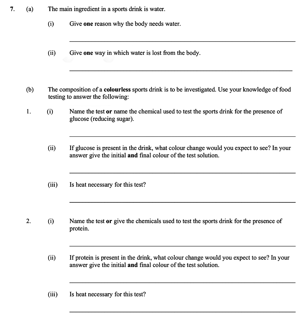 (a)-The-main-ingredient-in-a-sports-drink-is-water-Leaving Cert Biology-Question 7-2009.png