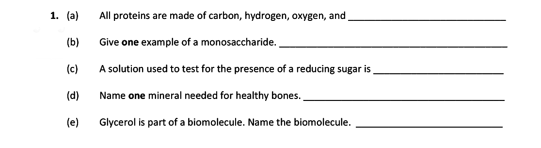 All-proteins-are-made-of-carbon,-hydrogen,-oxygen,-and-____________________________-Leaving Cert Biology-Question 1-2018.png