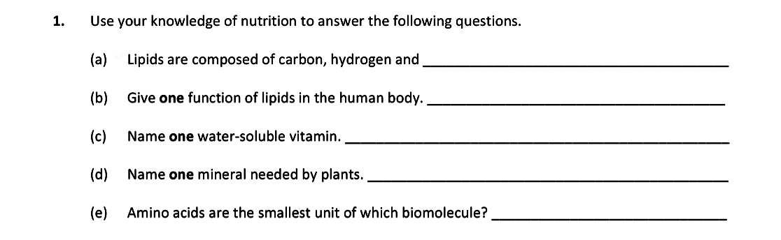 Use-your-knowledge-of-nutrition-to-answer-the-following-questions-Leaving Cert Biology-Question 1-2017.png