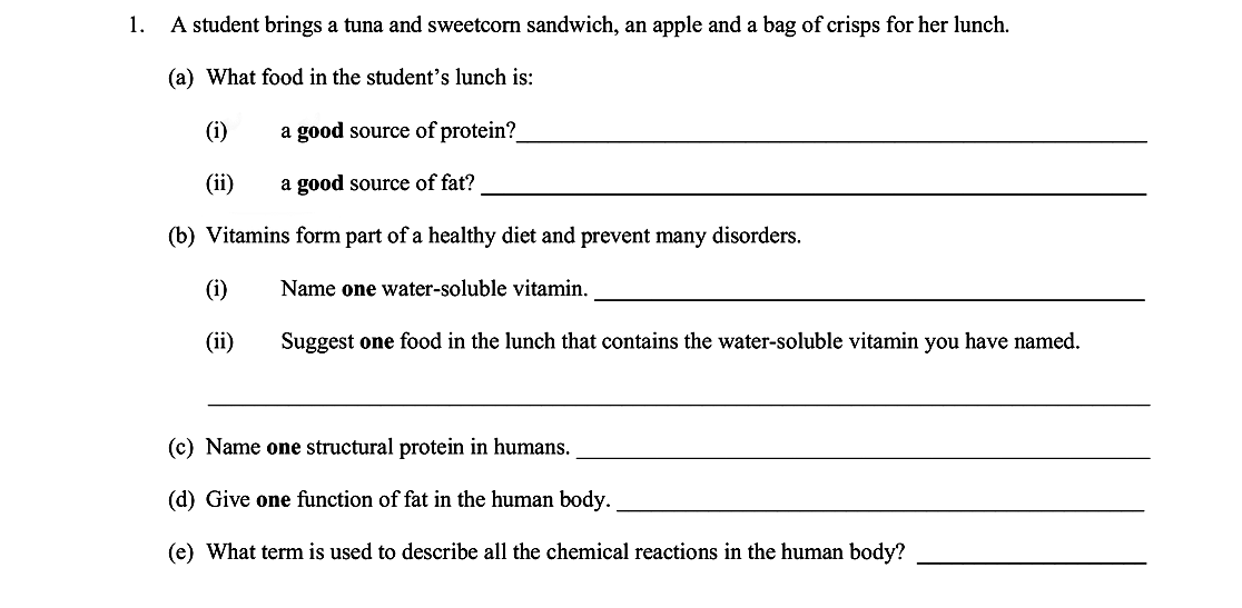 1.-A-student-brings-a-tuna-and-sweetcorn-sandwich,-an-apple-and-a-bag-of-crisps-for-her-lunch-Leaving Cert Biology-Question 1-2012.png