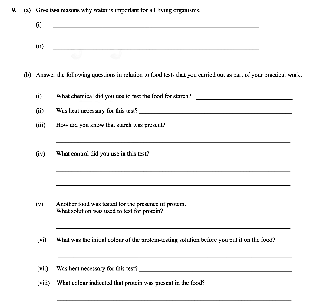 9.-(a)-Give-two-reasons-why-water-is-important-for-all-living-organisms-Leaving Cert Biology-Question 9-2012.png