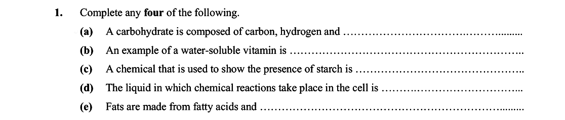 Complete-any-four-of-the-following-Leaving Cert Biology-Question 1-2007.png