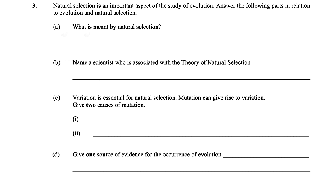 Natural-selection-is-an-important-aspect-of-the-study-of-evolution-Leaving Cert Biology-Question 3-2009.png
