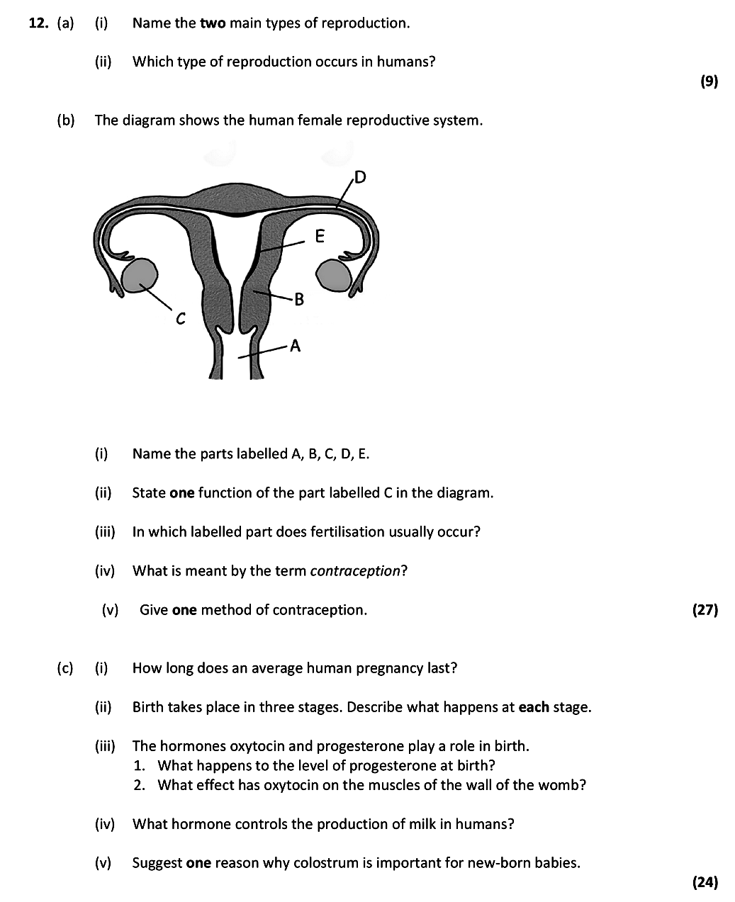 12.-(a)-(i)-Name-the-two-main-types-of-reproduction-Leaving Cert Biology-Question 12-2017.png