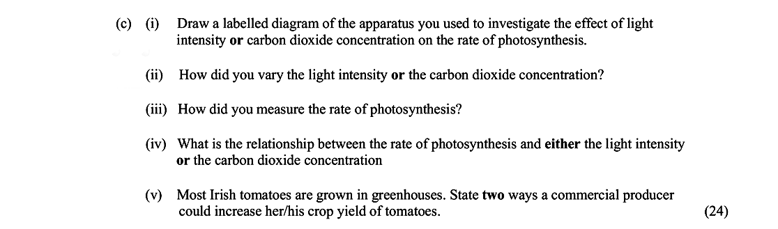 Draw-a-labelled-diagram-of-the-apparatus-you-used-to-investigate-the-effect-of-light-intensity-or-carbon-dioxide-concentration-on-the-rate-of-photosynthesis-Leaving Cert Biology-Question c-2010.png