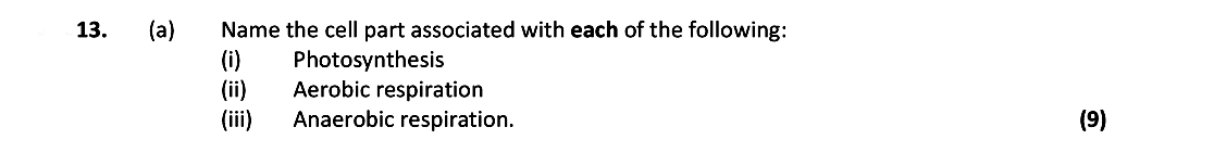 Name-the-cell-part-associated-with-each-of-the-following:--(i)-Photosynthesis--(ii)-Aerobic-respiration--(iii)-Anaerobic-respiration.-Leaving Cert Biology-Question 13-2018.png