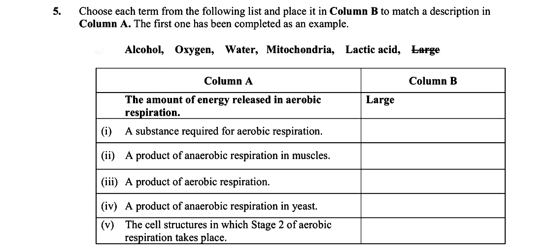 Choose-each-term-from-the-following-list-and-place-it-in-Column-B-to-match-a-description-in-Column-A-Leaving Cert Biology-Question 5-2011.png