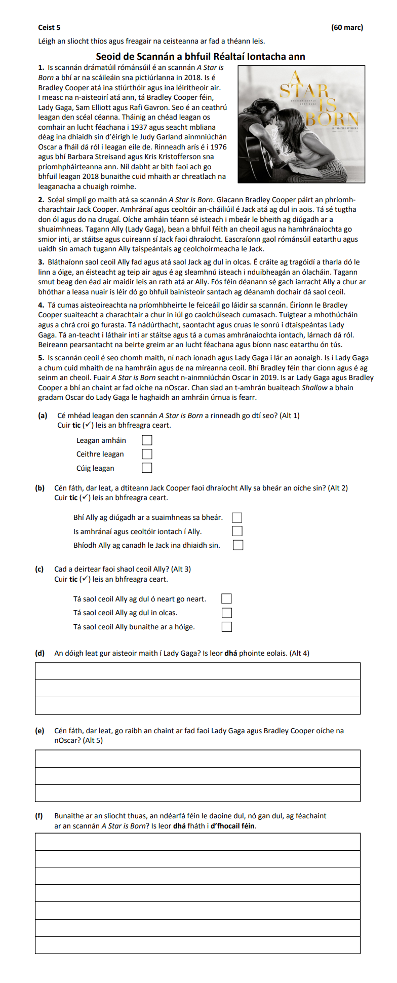 Soeid-de-Scannán-a-bhfuil-Réaltaí-lonta-ann-1-Junior Cycle Irish-Question 8-2020.png