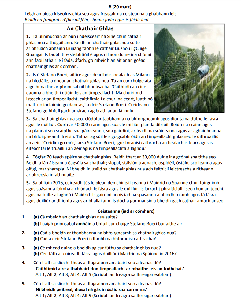 Leigh-an-píosa-scríobhaithe-seo-agus-freagair-na-ceisteanna-a-ghabhann-leis-Junior Cycle Irish-Question B (20 marc)-2018.png